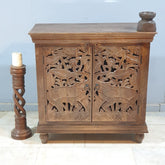 Indian Furniture Hand Carved Solid Wood Cabinet 90x40x90 Cm